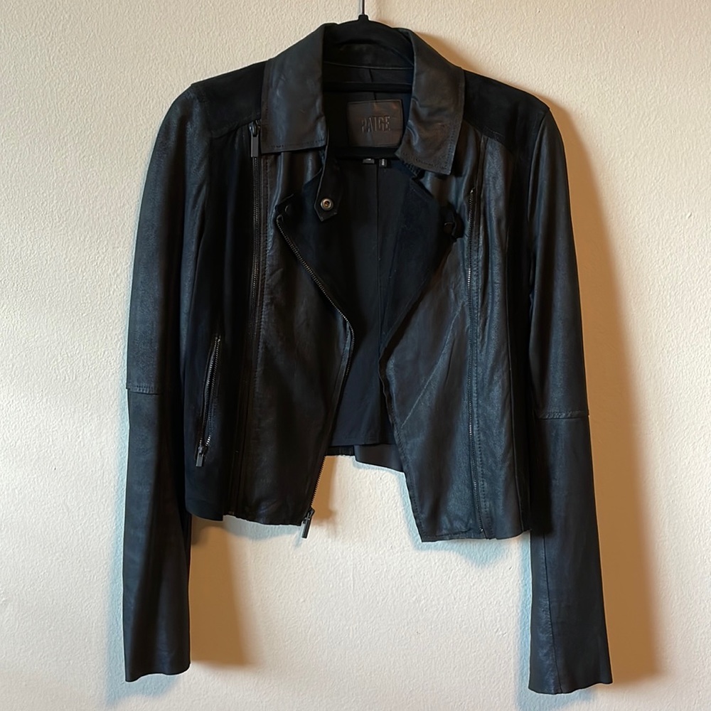 PAIGE Suede Leather Moto Jacket